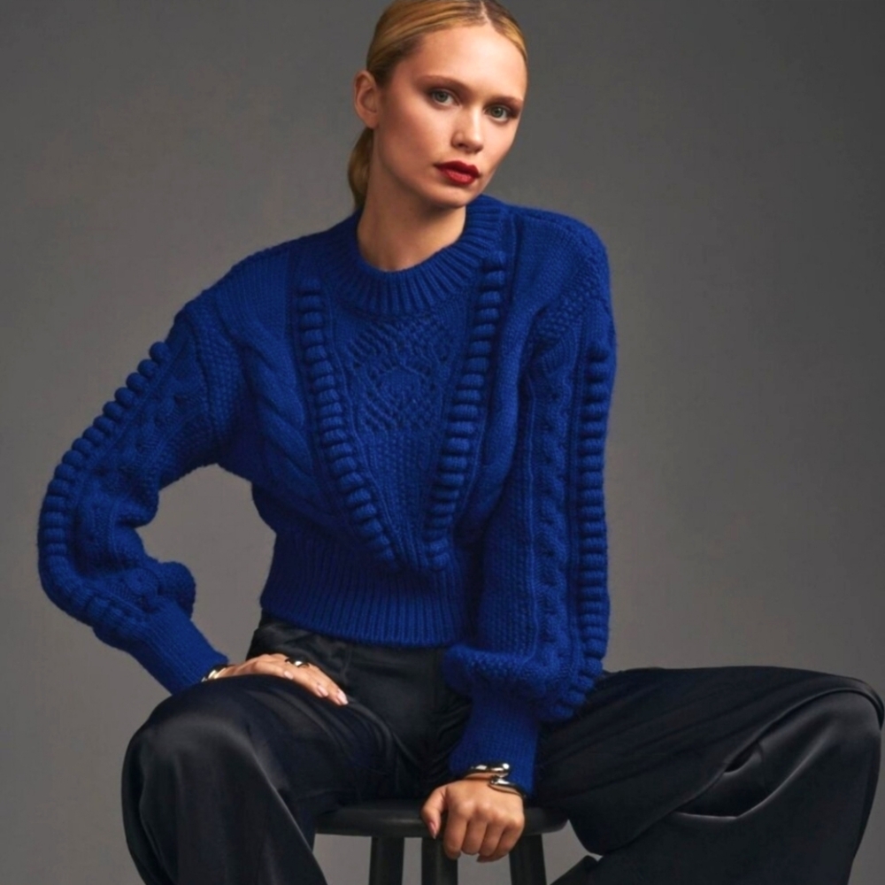 Anthropologie Royal Blue Knit Sweater